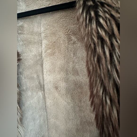 Vintage 90s Y2K Allen B. Schwartz Distressed Faux Fur Jacket Boho Coat Size M - Picture 3 of 7